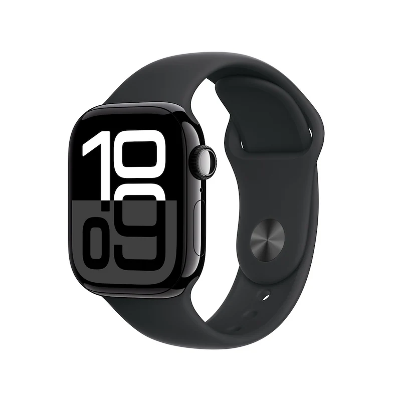 Apple Watch Series 10 Jet Black Aluminium Case with Black Sport Band - Image 2